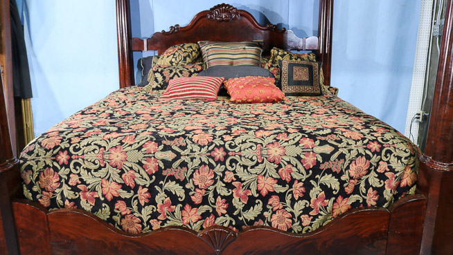 084b - Mahogany Empire full tester bed signed C. Lee