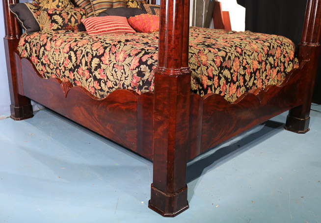084g - Mahogany Empire full tester bed signed C. Lee