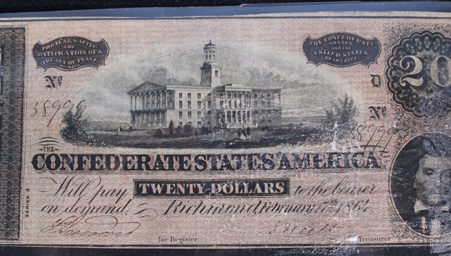 228b - Two Confederate $20 bills, Richmond, Feb. 17th, 1861