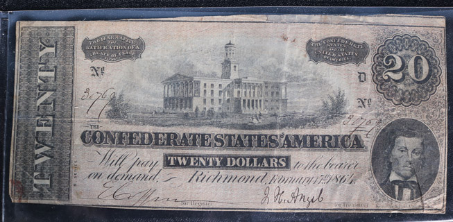 228c - Two Confederate $20 bills, Richmond, Feb. 17th, 1861